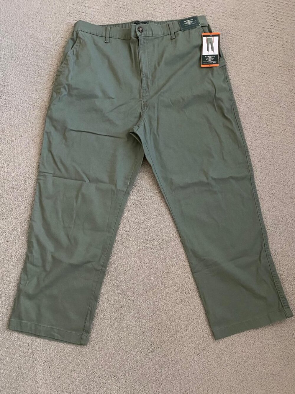 NWT Women's G.H.Bass & Co. Cottonrich Stretch Chino Ankle Pant, Green, Size 16